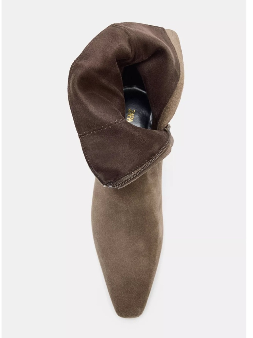 ZARA Suede Split- Leather Taupe Ankle Boots - 9 (40) NWT - Picture 6 of 14